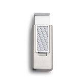 Stainless Steel PVD Finish Flip Money Clip w/White Carbon Fiber